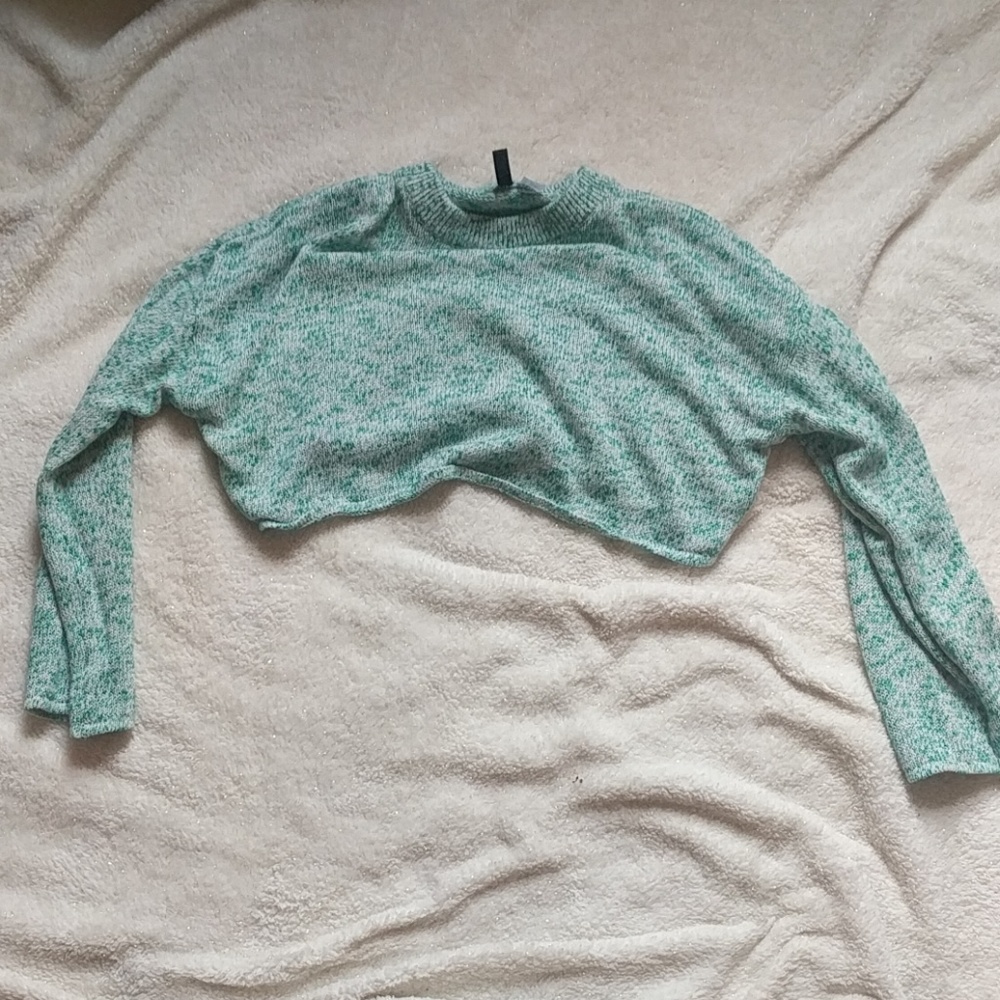 Green cropped sweater